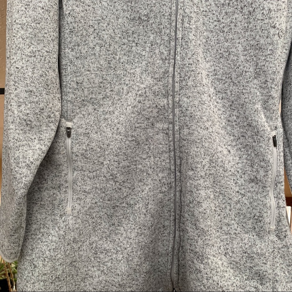 Women's L.L.Bean Sweater Fleece Coat 2 Way Zip Jacket Gray Long Hoodie, L Pet - Picture 8 of 11